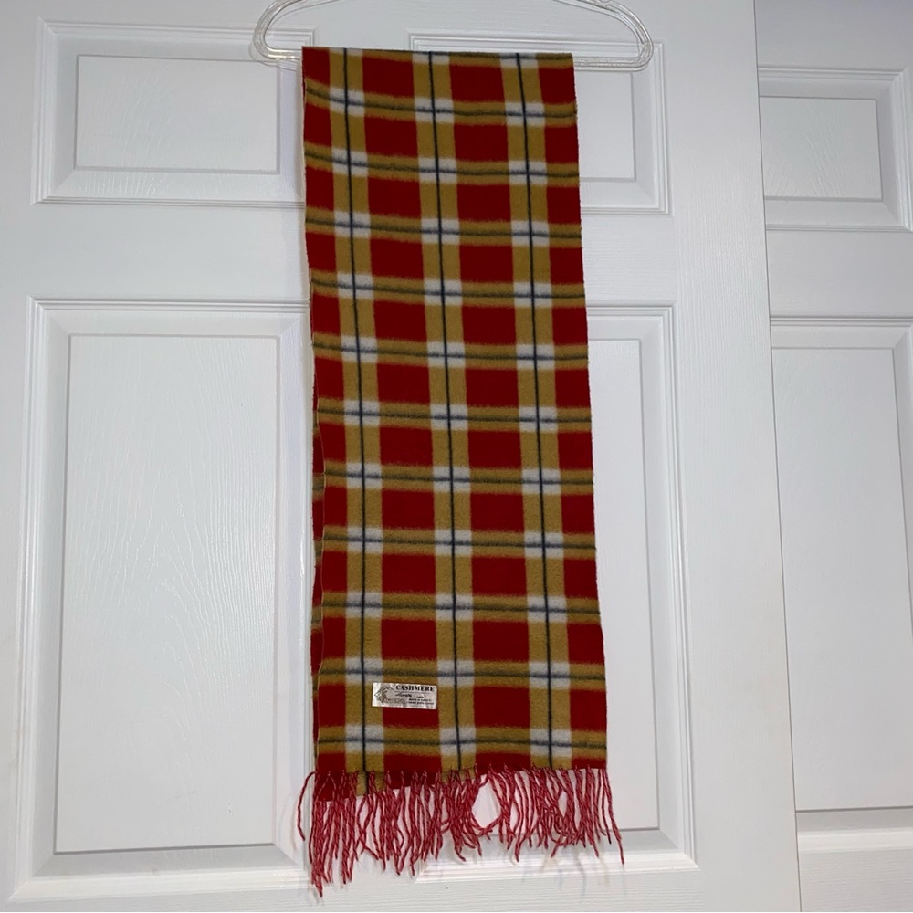 unisex Cashmere plaid scarf with fringe